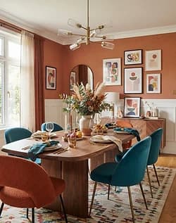 Geometric accent wall painted in a home office